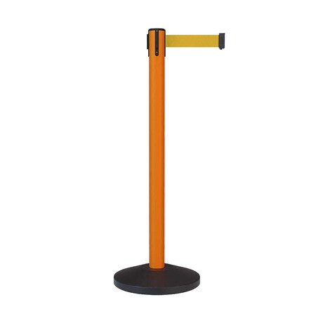 Montour Line Stanchion Belt Barrier Orange Post 9ft. Yellow Belt ES400-OR-YW-90